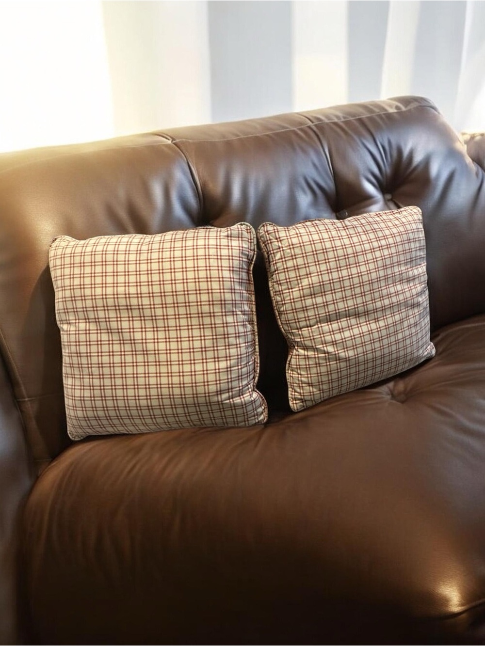 Set of 2 Red Plaid 20" X 20" Throw Pillows